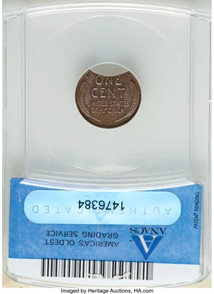 image for: 1939 1C Lincoln Cent -- Clip -- MS65 Brown ANACS....