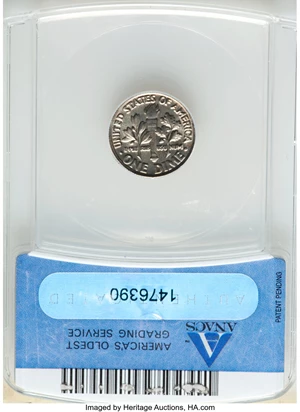 image for: 1982-P 10C Roosevelt Dime -- Missing Clad Layer -- MS64 ANACS....