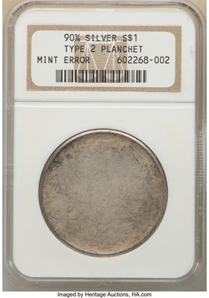 image for: No Date $1 90% Silver Dollar, Type Two -- Blank Planchet -- NGC....