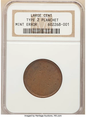 image for: No Date 1/2 C Large Cent -- Type Two Blank Planchet -- NGC....