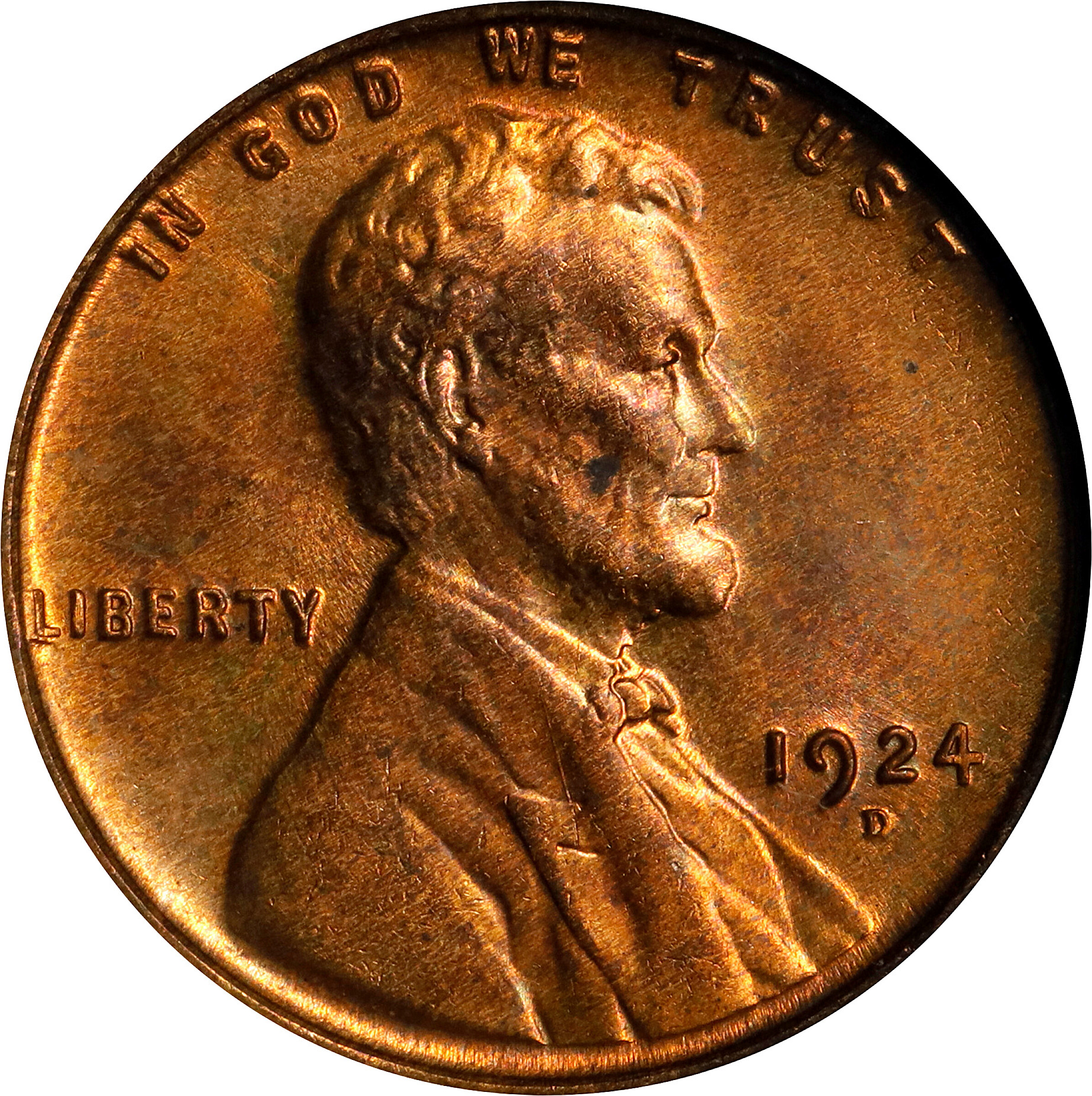 1924-D Lincoln Cent. MS-62 RD (ANACS). OH.
