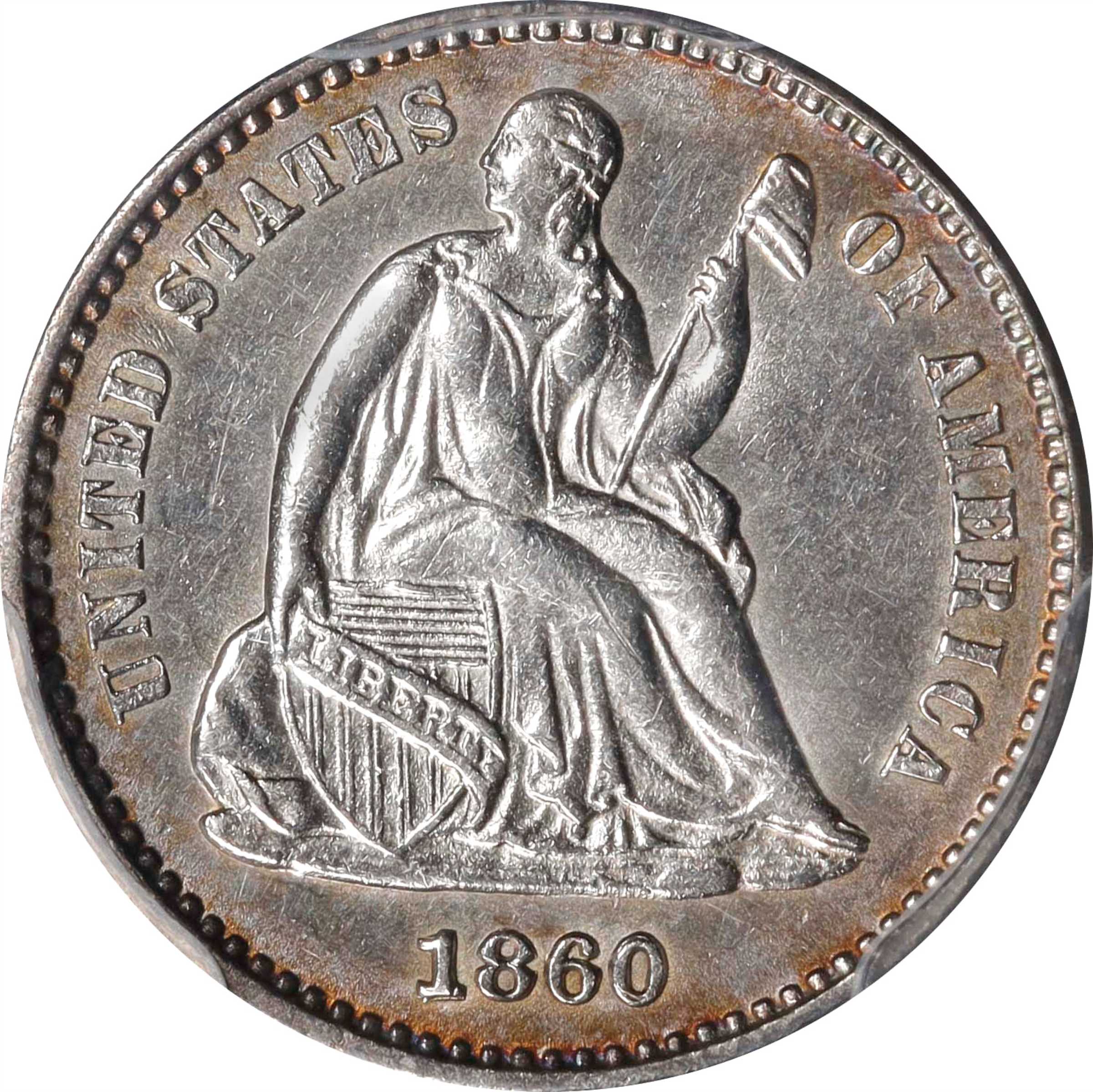 1860 Liberty Seated Half Dime. AU-55 (PCGS).