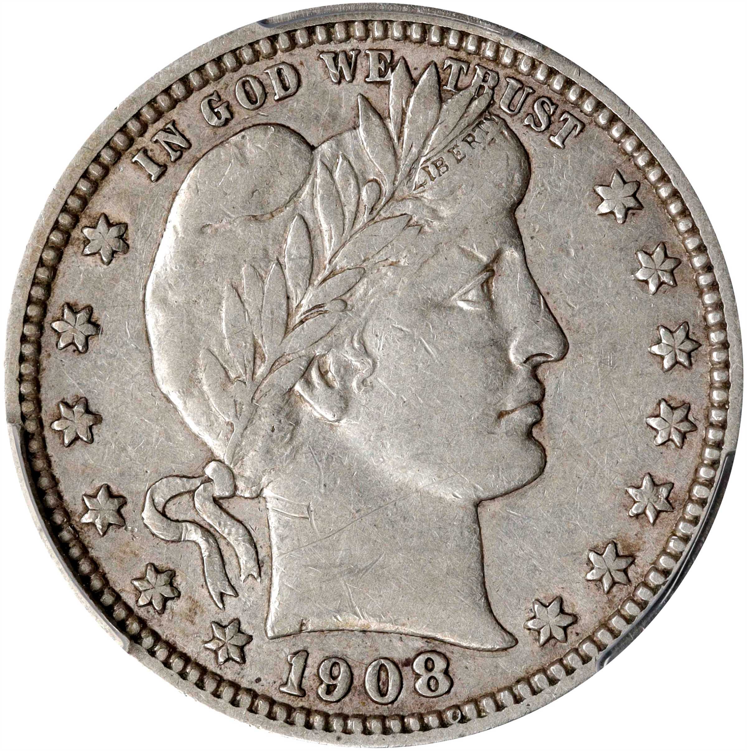 1908-S Barber Quarter. VF-35 (PCGS).