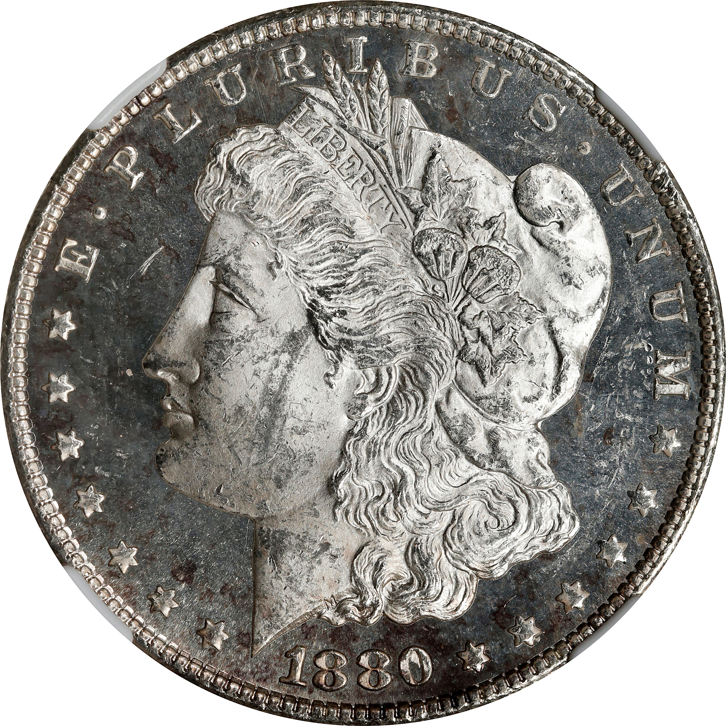 1880/9-S Morgan Silver Dollar. VAM-11. Hot 50 Variety. Medium S. MS-62 DPL (NGC).