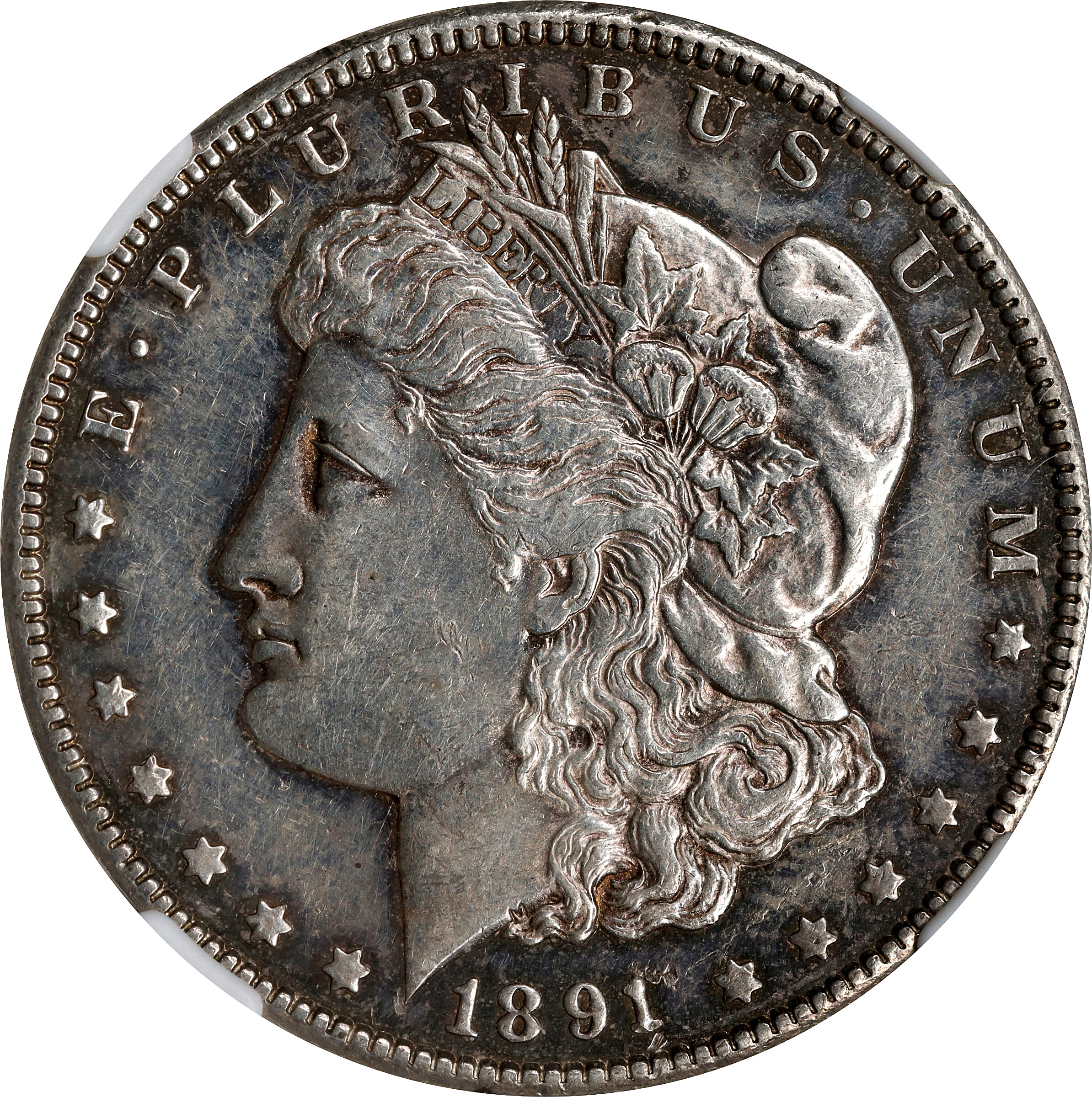 1891-CC Morgan Silver Dollar. AU-58 PL (NGC).