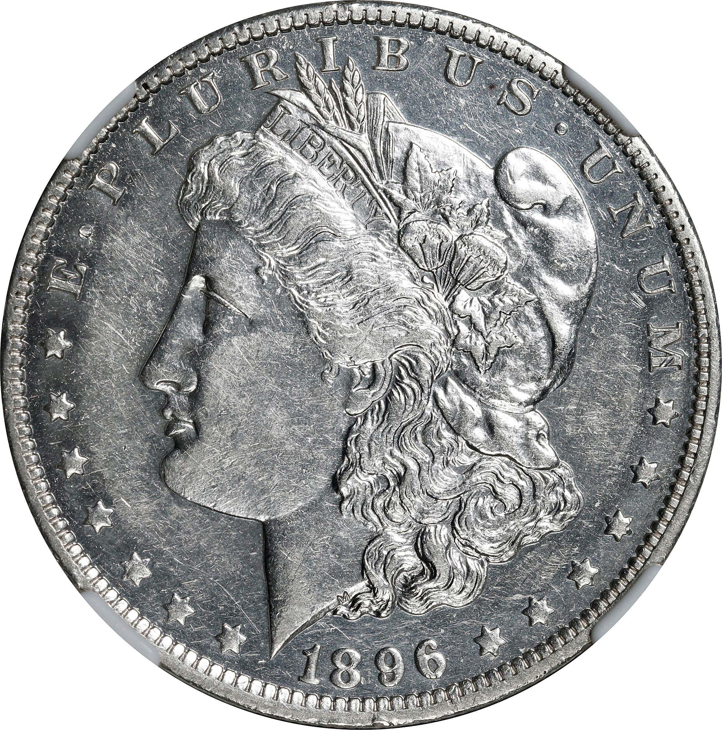 1896-O Morgan Silver Dollar. AU-55 PL (NGC).