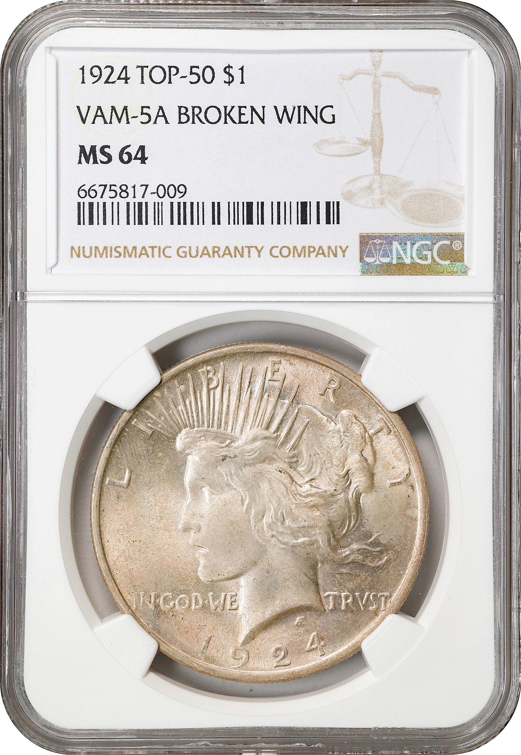 1924 $1  Broken Wing, VAM-5A MS64 CAC thumbnail 13