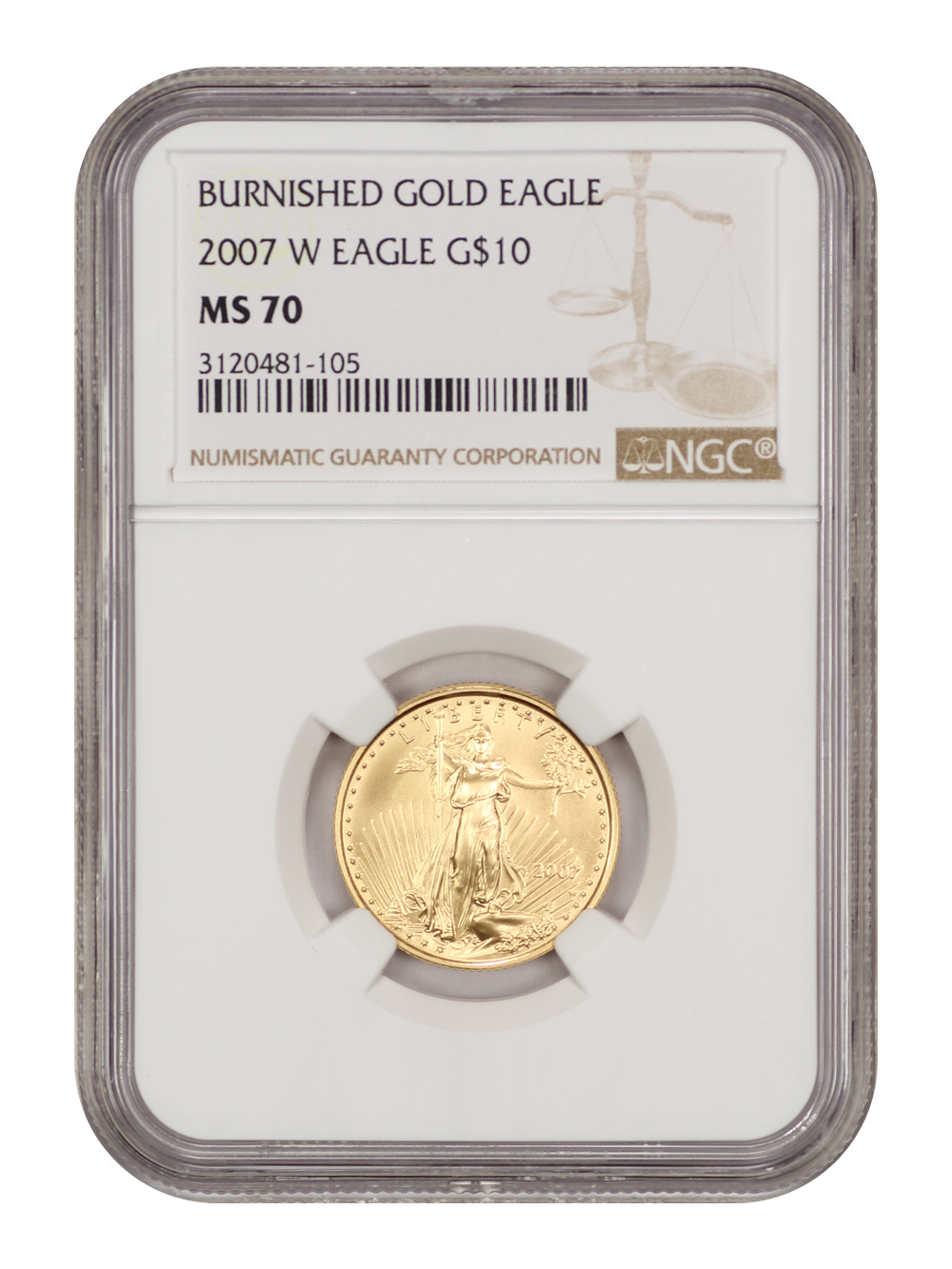 2007-W $10  Gold Eagle, Burnished MS70 thumbnail 23
