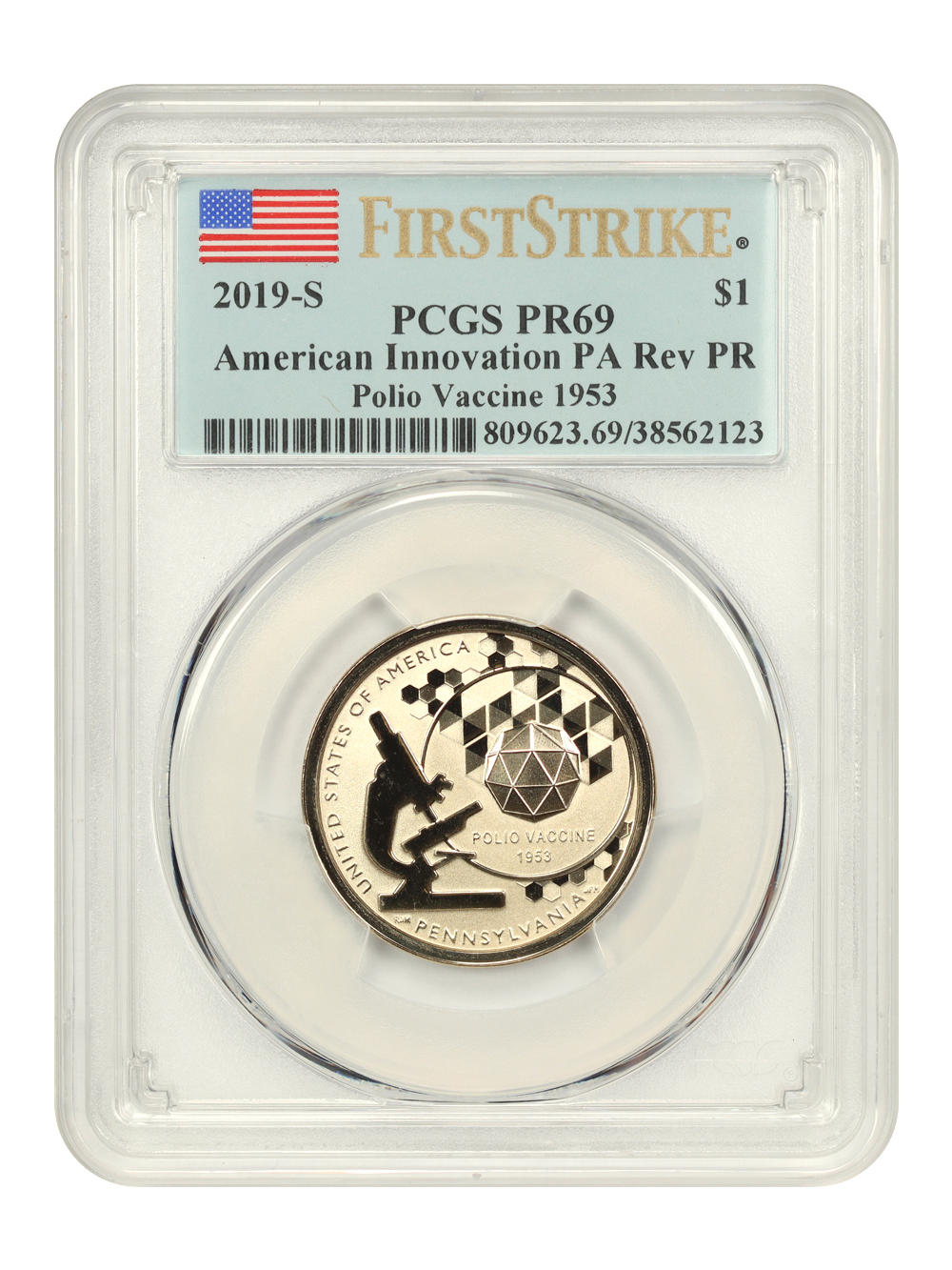 2019-S $1  PA-Polio Vaccine, Reverse Proof PR64 thumbnail 3