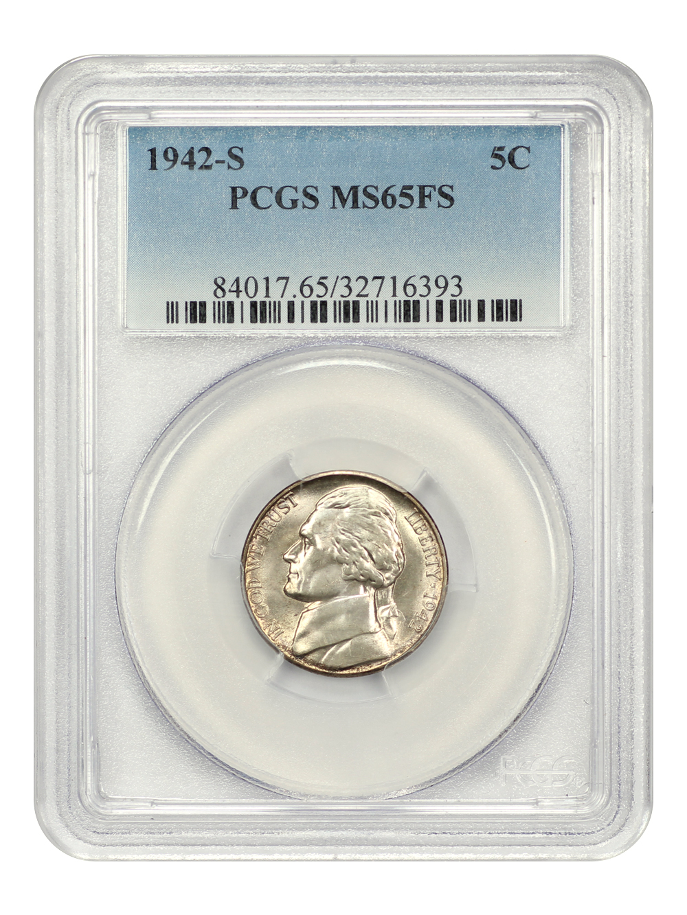1942-S 5c Silver MS FS MS65 FS thumbnail 3