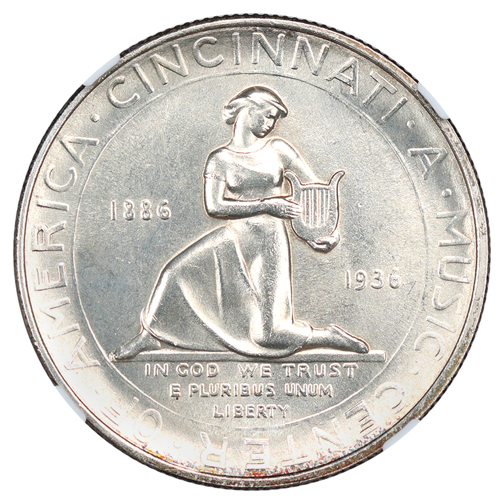 1936 50c Cincinnati Music Center AU58 thumbnail 2
