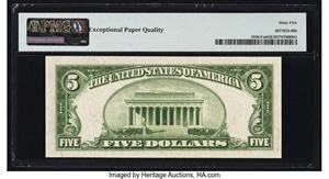 image for: Fr. 1956-E $5 1934 Mule Federal Reserve Note. PMG Gem Uncirculated 65 EPQ....