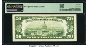 image for: Fr. 2110-B $50 1950C Federal Reserve Note. PMG Gem Uncirculated 66 EPQ....