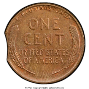 image for: 1941 1C Lincoln Cent -- 3% Curved Clip @9:00 -- MS64 Brown PCGS....