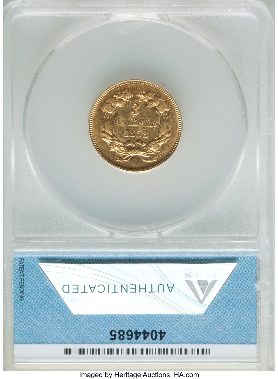 1858 $3 AU50 thumbnail 2