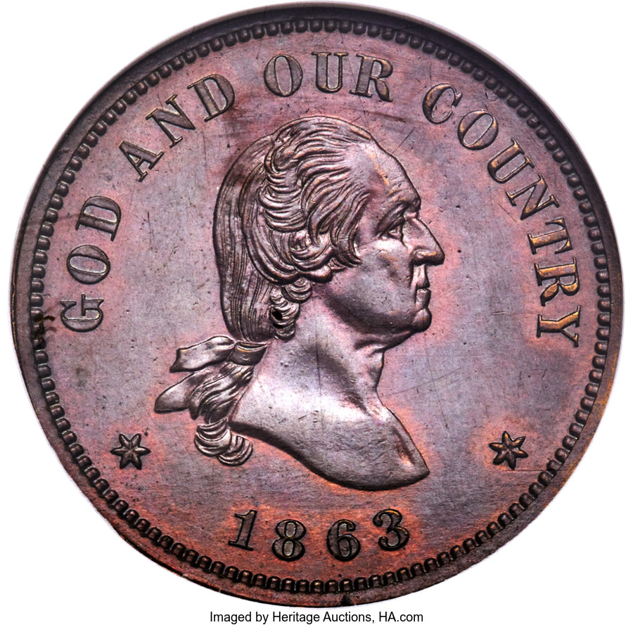 1863 P2c Copper, J-305 PR BN PR67 BN CAC thumbnail 22