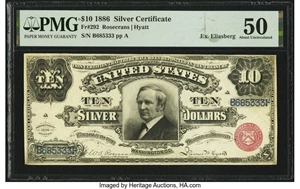 image for: Fr. 292 $10 1886 Silver Certificate PMG About Uncirculated 50....