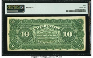 image for: Fr. 292 $10 1886 Silver Certificate PMG About Uncirculated 50....
