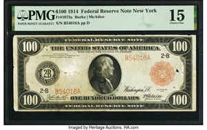 image for: Fr. 1073a $100 1914 Red Seal Federal Reserve Note PMG Choice Fine 15....