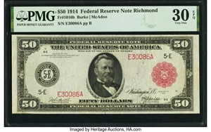 image for: Fr. 1016b $50 1914 Red Seal Federal Reserve Note PMG Very Fine 30 EPQ....