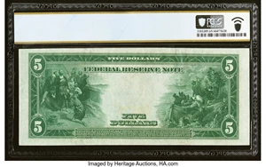 image for: Fr. 833b $5 1914 Red Seal Federal Reserve Note PCGS Banknote Gem Unc 65 PPQ....