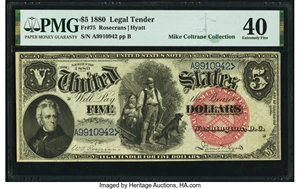 image for: Fr. 75 $5 1880 Legal Tender PMG Extremely Fine 40....