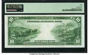 image for: Fr. 893a $10 1914 Red Seal Federal Reserve Note PMG About Uncirculated 50....