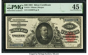 image for: Fr. 318 $20 1891 Silver Certificate PMG Choice Extremely Fine 45 EPQ....