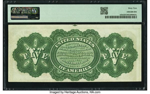 image for: Fr. 63b $5 1863 Legal Tender PMG Uncirculated 62....