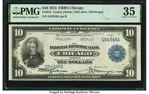 image for: Fr. 813 $10 1915 Federal Reserve Bank Note PMG Choice Very Fine 35....