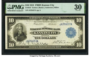 image for: Fr. 816 $10 1915 Federal Reserve Bank Note PMG Very Fine 30....