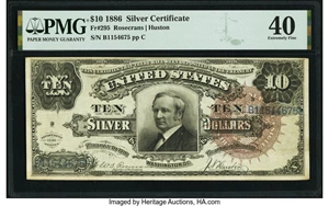 image for: Fr. 295 $10 1886 Silver Certificate PMG Extremely Fine 40....