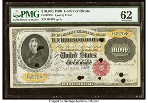 image for: Fr. 1225b $10,000 1900 Gold Certificate PMG Uncirculated 62....