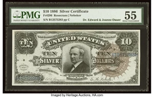 image for: Fr. 296 $10 1886 Silver Certificate PMG About Uncirculated 55....