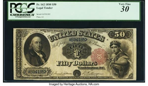 image for: Fr. 162 $50 1880 Legal Tender PCGS Very Fine 30....
