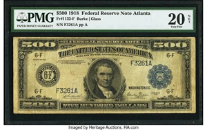 image for: Fr. 1132-F $500 1918 Federal Reserve Note PMG Very Fine 20 Net....
