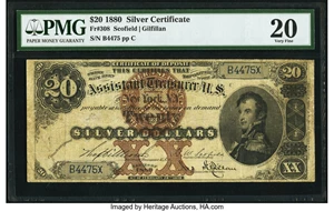 image for: Fr. 308 $20 1880 Silver Certificate PMG Very Fine 20....