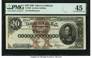 image for: Fr. 309 $20 1880 Silver Certificate PMG Choice Extremely Fine 45....