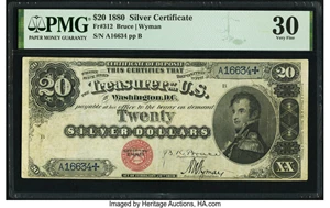 image for: Fr. 312 $20 1880 Silver Certificate PMG Very Fine 30....