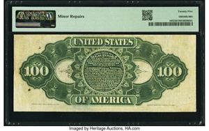 image for: Fr. 168 $100 1869 Legal Tender PMG Very Fine 25....