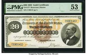 image for: Fr. 1177 $20 1882 Gold Certificate PMG About Uncirculated 53....