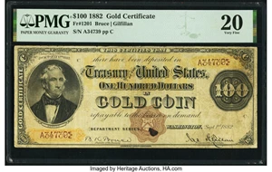 image for: Fr. 1201 $100 1882 Gold Certificate PMG Very Fine 20....