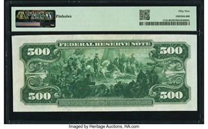 image for: Fr. 1132-B $500 1918 Federal Reserve Note PMG About Uncirculated 55....