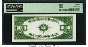 image for: Fr. 2221-H $5,000 1934 Federal Reserve Note. PMG About Uncirculated 53....