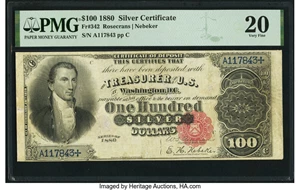 image for: Fr. 342 $100 1880 Silver Certificate PMG Very Fine 20....