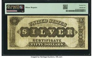 image for: Fr. 327 $50 1880 Silver Certificate PMG Very Fine 25....