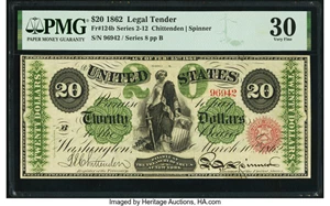 image for: Fr. 124b $20 1862 Legal Tender PMG Very Fine 30....