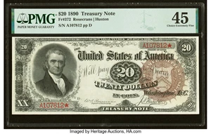 image for: Fr. 372 $20 1890 Treasury Note PMG Choice Extremely Fine 45....