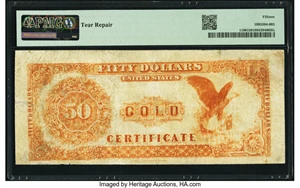 image for: Fr. 1190 $50 1882 Gold Certificate PMG Choice Fine 15....