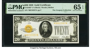 image for: Fr. 2402* $20 1928 Gold Certificate Star. PMG Gem Uncirculated 65 EPQ....